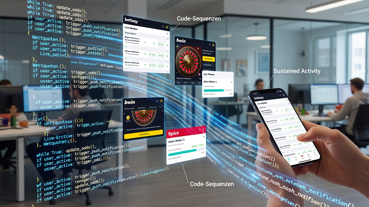 Visualisierung von Code-Sequenzen und Nutzerbindung in Sportwetten-Apps