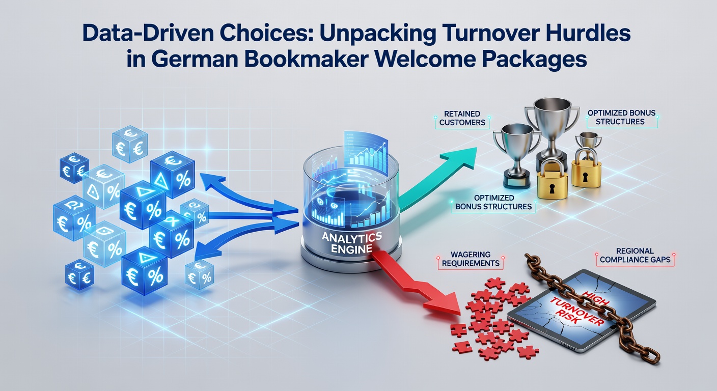 Grafik mit Balkendiagrammen zu typischen Umsatzanforderungen bei führenden deutschen Buchmachern, die Turnover-Multiplikatoren von 5x bis 12x vergleicht