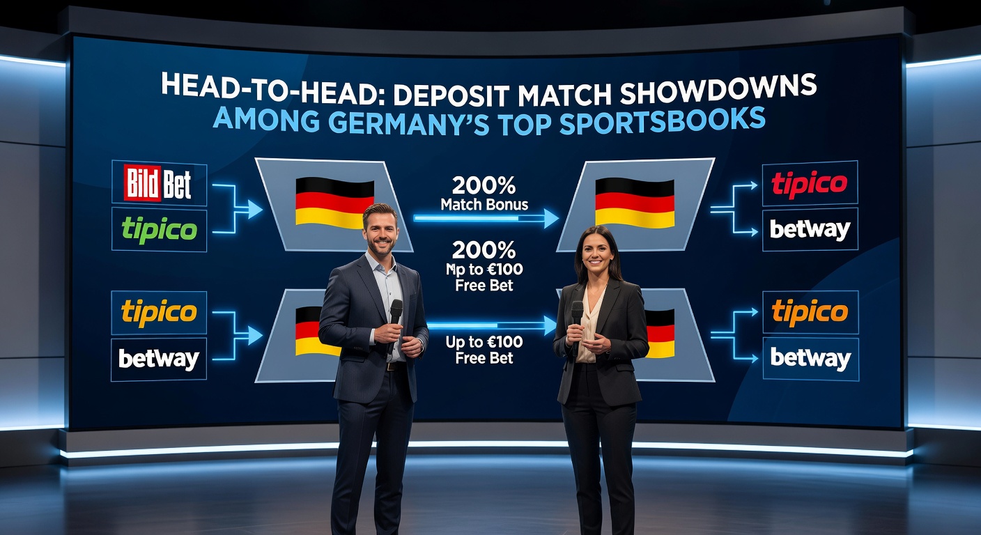 Vergleichsgrafik mit Logos der führenden deutschen Sportwetten-Anbieter und ihren Deposit-Match-Boni