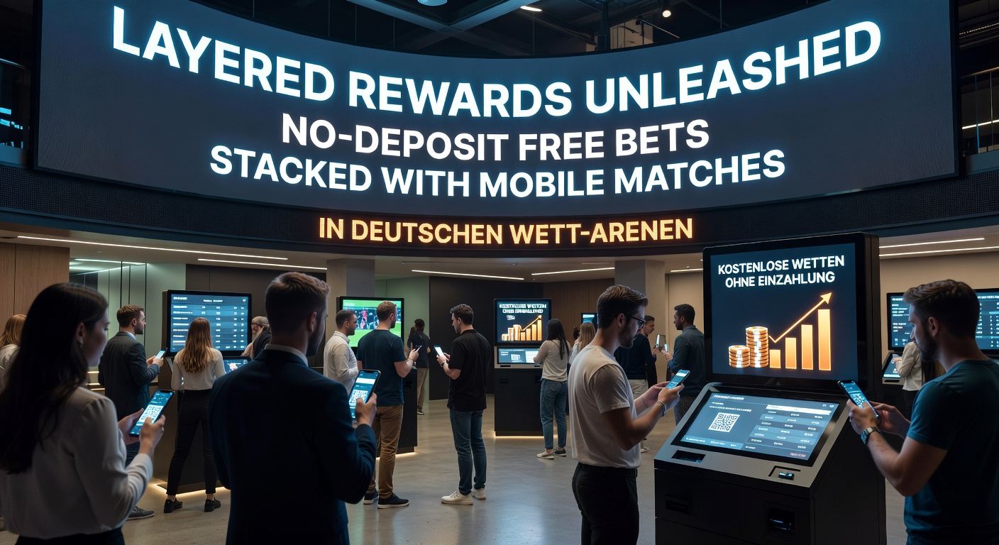 Screenshot einer App mit gestapelten No-Deposit- und Mobile-Match-Boni auf einer deutschen Sportwetten-Plattform